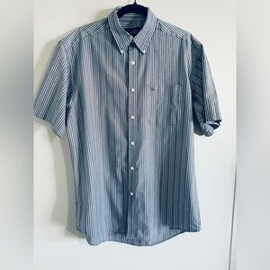 Arnold Palmer Men's Blue Striped Casual Short Sleeve Shirt Mens Medium